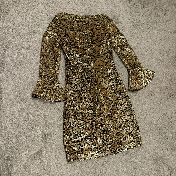 Michael Kors Collection New Gold Sequin Dress Size 10 Made In Italy